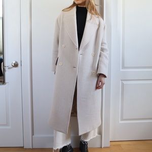Zara Cream Long Peacoat Jacket Like New